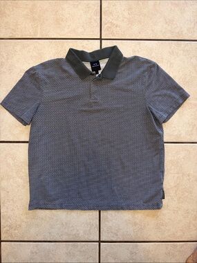 A/X Armani Exchange Men's Textured Polo in Dark Gray with Black Collar